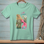 Mermaid with champagne, crab, and text "I AM. FOR CHAMPAGNE. BE GRATEFUL."