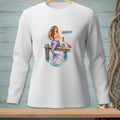 Mermaid sitting on a dock with wine and a crab, text reads "Handled".