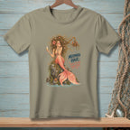 T-shirt with illustration of a mermaid and text "MERMAID HAIR ENTER AT YOUR OWN RISK".