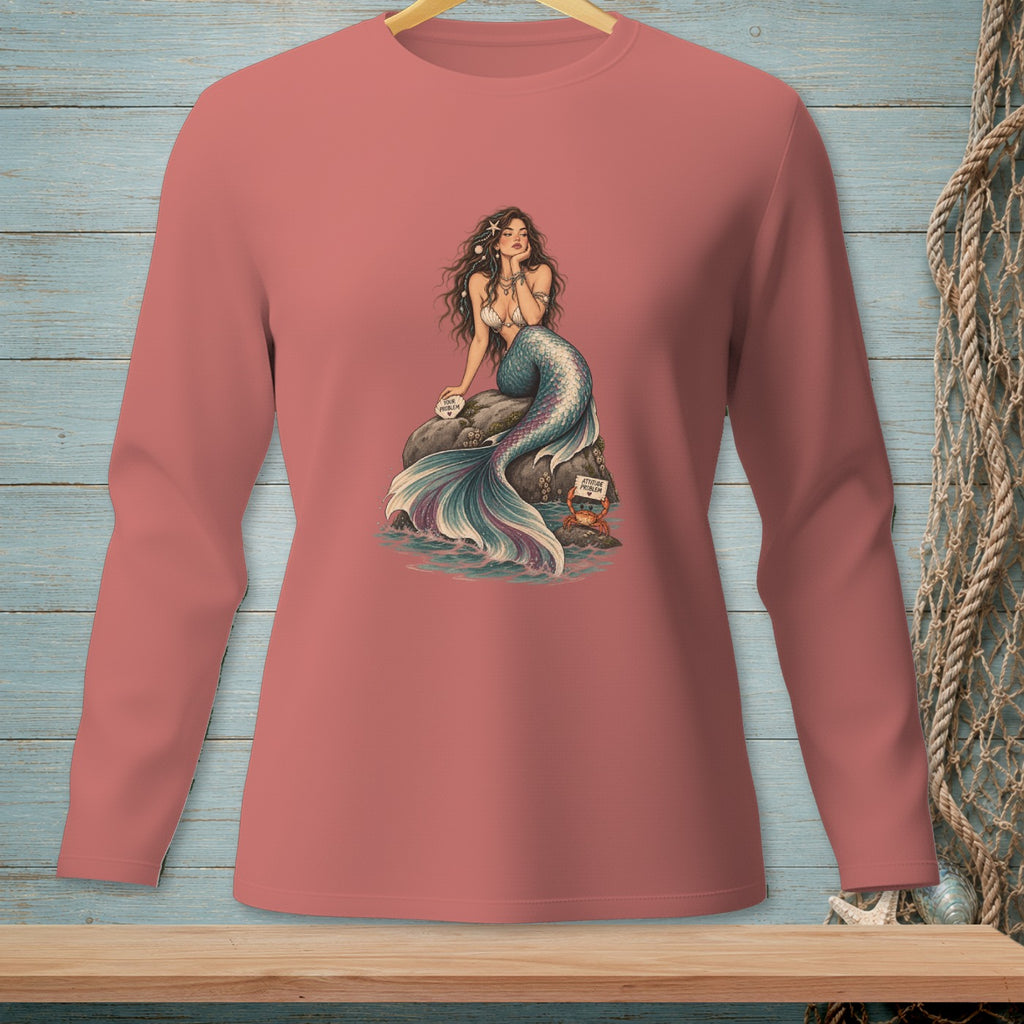 Illustration of a mermaid sitting on a rock with text "Your Problem" and a crab.