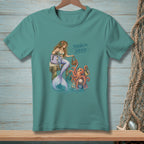 Mermaid with shopping bags and octopus carrying bags with text "Problem Solved."