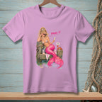 Pink t-shirt featuring a blonde mermaid with a pink tail saying "Prove It."