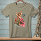 T-shirt with a mermaid and lobster graphic, text "OH, WE'RE DOING CLAWS NOW?".