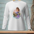 Mermaid with purple tail sitting on a rock holding sign that says "Be Reasonable Fabulous".