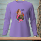 Lavender long-sleeve shirt with a mermaid and lobster graphic that reads "That's Nice. What Else?".