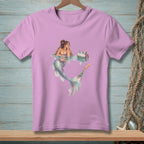 Mermaid in water with a cooler of bottles and a hand reaching for a bottle.