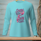 Aqua long-sleeve shirt with "Sassy by Nature Salty by Choice" and mermaid tail graphic.