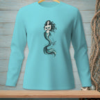 Long sleeve teal shirt with a mermaid graphic and text "Absolutely Not."