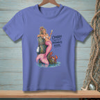 Mermaid with pink tail and a glass of champagne, text reads "Crabby isn't a personality, Kevin."