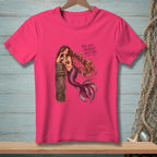 Pink t-shirt with a mermaid tangled with an octopus and text reading "You got yourself into this."
