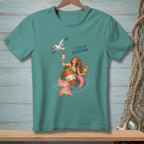 Mermaid holding cocktails with a seagull and text "I PLAN FOR NONSENSE."