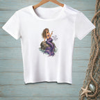 White t-shirt with mermaid graphic and text "High Tide. Higher Standards."