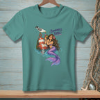 Mermaid with purple tail and seagull on a buoy, text "Boundaries, Babe".