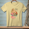 Mermaid with lobster and text "You DID A THING." on a light yellow t-shirt.
