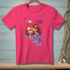 Pink t-shirt with mermaid, buoy, seagull, and "Boundaries, Babe" text.