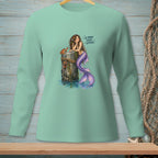 Mint long sleeve shirt with mermaid and crab graphic and text "so many other options".