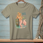 Mermaid with pink tail holding drink and fish saying "Now I'm Ready."