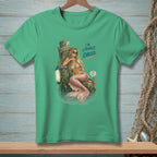 Mermaid with pink tail sitting by dock, holding a drink, with text "I'M LITERALLY CHILLED."