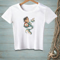 White t-shirt with illustration of a mermaid and a boat with text "I'M GOOD".