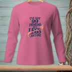 Pink long-sleeve shirt with text "I've got 99 problems but legs ain't one" and mermaid tail.