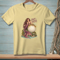 Mermaid with pufferfish on a rock, text "PUFF HAPPENS."