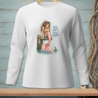Long-sleeved shirt with mermaid design and text "SEA SALT ZERO REGRETS".