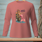 Mermaid holding a drink on a dock with "WRONG MERMAID" text.