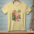 Mermaid holding a cocktail with a crab and text "Stay Crabby, My Friend."