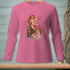 Mermaid and lobster illustration with text "AT LEAST IT'S USEFUL" on pink shirt.