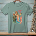 Mermaid with a cocktail and crab on a post, text "ABSOLUTELY NOT".