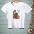 White t-shirt with mermaid and crab graphic reading "Crabby Looks Good on You."