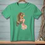 Mermaid sitting on pier, with text "FIXED IT" in pink.