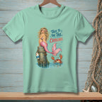Mermaid and crab illustration with text "Talk to the tail, crabcake".