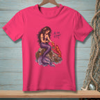 Mermaid interacting with a lobster on a rock, text "A FOR EFFORT"