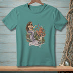 Mermaid painting an octopus's nails on rocks with text "Salt Soak Polish Repeat."