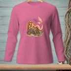 Pink long-sleeve shirt with a mermaid, crab, and text "Find Another Rock."
