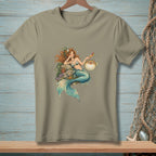Illustration of a mermaid with a cocktail next to a grumpy pufferfish.