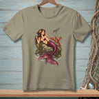 Mermaid holding cocktail with lobster and text "AND?".