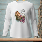 Mermaid with seagull on rock, text says "If you're going to yell, bring wine."