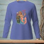 Mermaid with cocktail and crab on a wooden post, text "Absolutely Not".