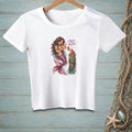 T-shirt with mermaid and lobster design, reading "I believe in your potential."