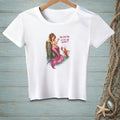 White t-shirt with mermaid and lobster graphic and text: "Take your time. I'm still not buying it."