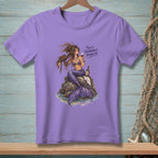 Purple t-shirt with a mermaid sitting on a rock, holding wine, and the text "That's tomorrow's problem."