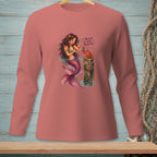 Long-sleeve shirt with mermaid and lobster illustration, reading "I believe in your potential."