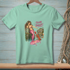 Mermaid pointing at lobster and oysters with text "THINK BIGGER!"