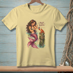 Mermaid offers a gift to a lobster on a post, with text "I BELIEVE IN YOUR POTENTIAL".