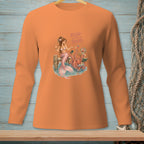Orange long-sleeve shirt with mermaid and octopus graphic and "Read the Room" text.