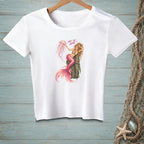 White t-shirt with a mermaid and jellyfish graphic that reads "NOT THE HAIR."