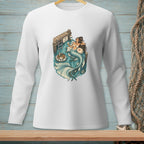 Illustration of a mermaid relaxing on a dock, with text "Share the Water".