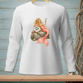Mermaid with pink tail holding martini, sitting on rock with text "AIM HIGH".